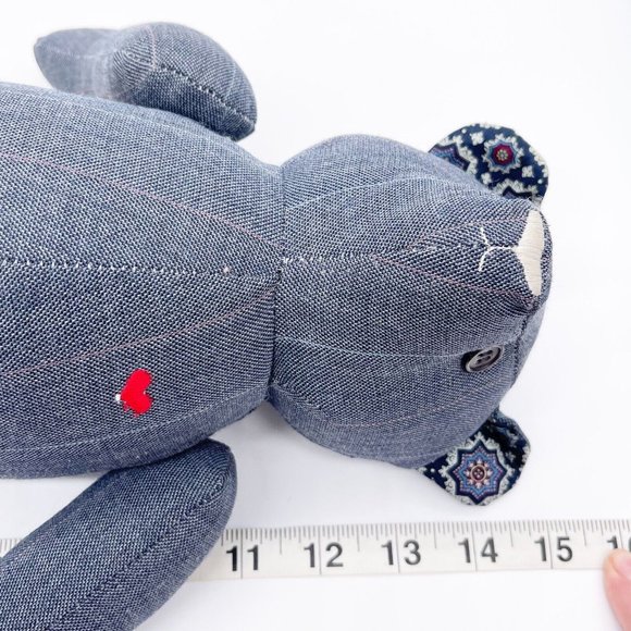 Vintage Handmade Jointed Teddy Bear Pinstripe Paisley Pattern Daddy Bear Inc Tag - Picture 9 of 12